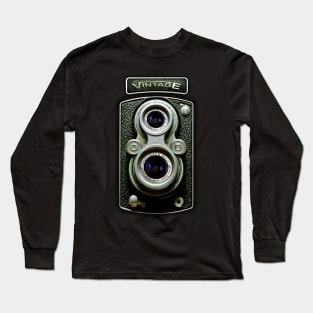 Classic Retro vintage black doff double lens camera Long Sleeve T-Shirt